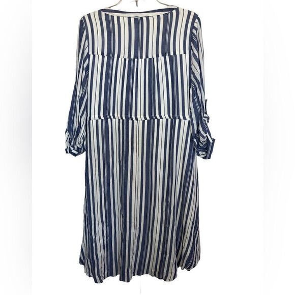 Torrid Blue/White Stripe Zip Front Preppy Drawstring Shirt Dress Size M/L - Picture 3 of 10